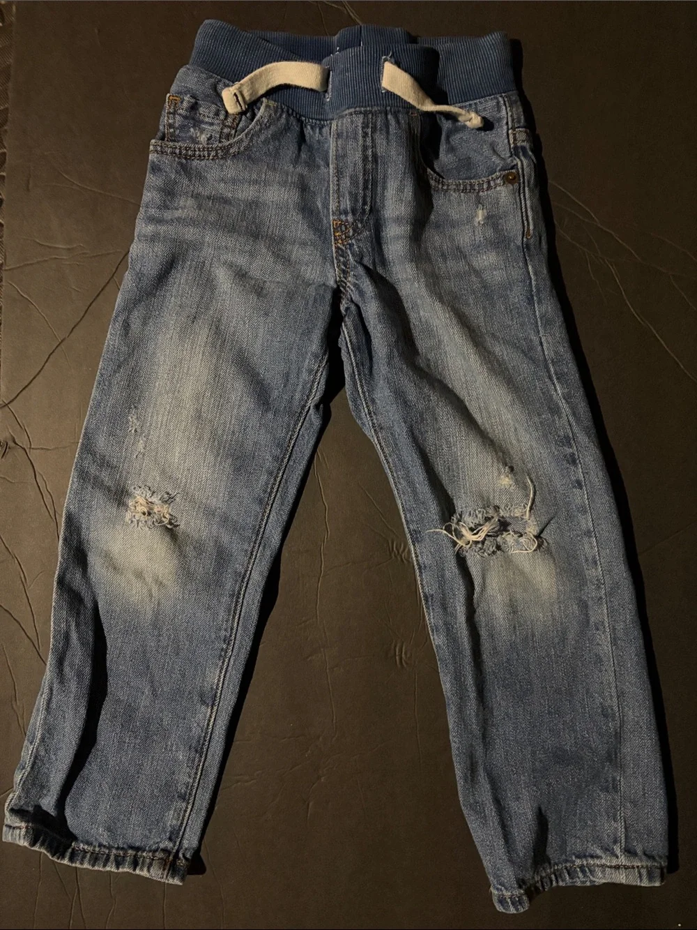 GAP Light Blue Distressed Denim Drawstring Slim Pants